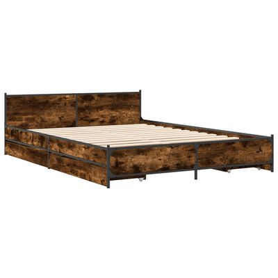 vidaXL Bedframe met lades bewerkt hout gerookt eikenkleurig 160x200 cm