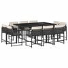 vidaXL 11-delige Tuinset met kussens poly rattan zwart