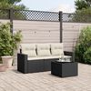 vidaXL 4-delige Loungeset met kussens poly rattan zwart