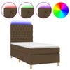 vidaXL Boxspring met matras en LED stof donkerbruin 100x200 cm