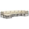 vidaXL 7-delige Loungeset met kussens poly rattan antracietkleurig