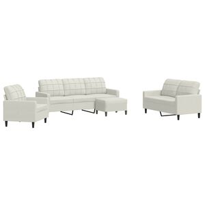 vidaXL 4-delige Loungeset met kussens fluweel cr&egrave;mekleurig