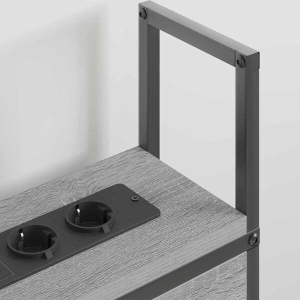 vidaXL Opberghoofdbord met Oplaadstation met plank Grijs sonoma 135 cm