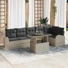 vidaXL Tuin Sofa Set met opslag 7 pcs Lichtgrijs poly rattan