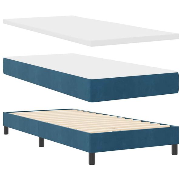 vidaXL Boxspringbed met matras Donkerblauw 200 x 100 cm Polyester