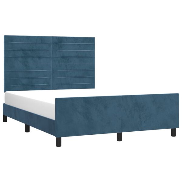 vidaXL Bedframe zonder matras 140x200 cm fluweel donkerblauw