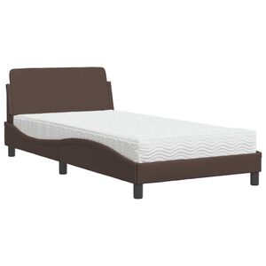 vidaXL Bed met matras "Dover" kunstleer bruin 100x200 cm