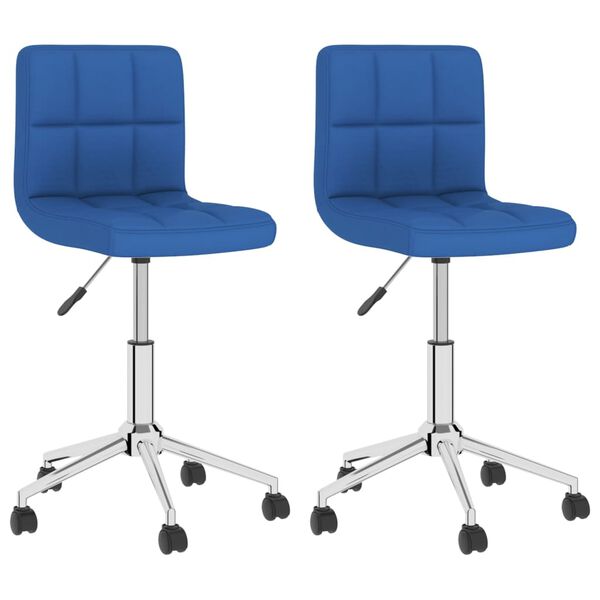 vidaXL Eetkamerstoelen 2 st draaibaar stof blauw