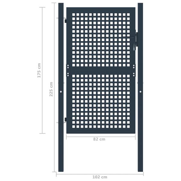 vidaXL Hekpoort Antraciet 102x175 cm Staal