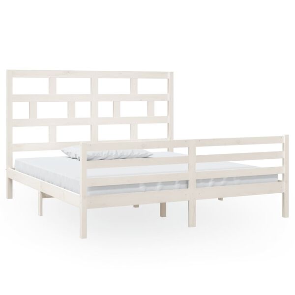 vidaXL Bedframe massief hout wit 180x200 cm
