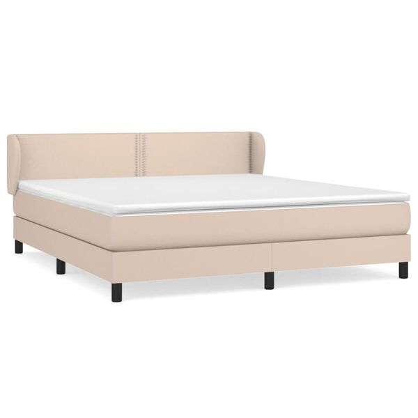 vidaXL Boxspring met matras kunstleer cappuccinokleurig 180x200 cm