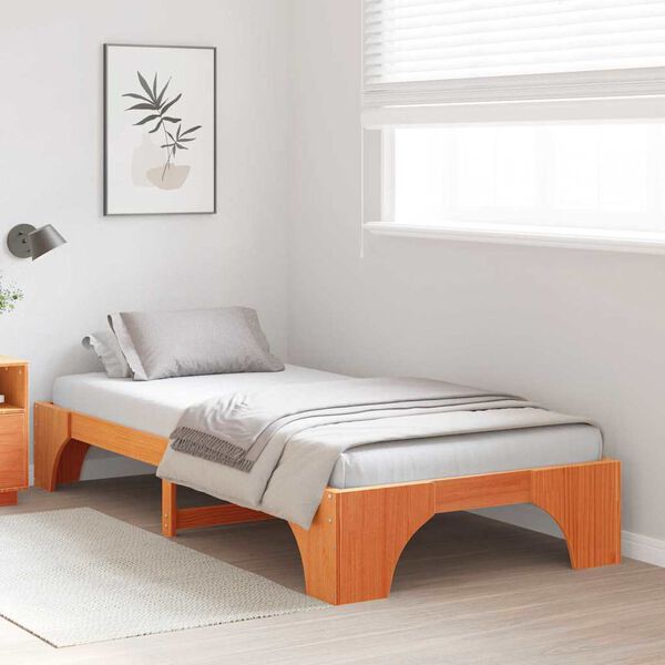 vidaXL Bedframe Wasbruin 90 x 190 cm Massief grenenhout