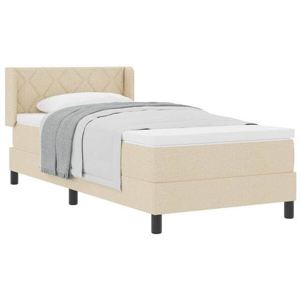 vidaXL Boxspringbed met matras Cr&egrave;me 200 x 90 cm Polyester