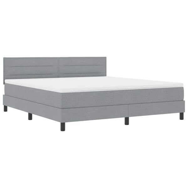 vidaXL Boxspring bed met matras met LED Lichtgrijs 180 x 200 cm Stof