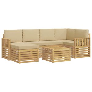 vidaXL Buiten bankenset 7 st Wit en Beige Polyester