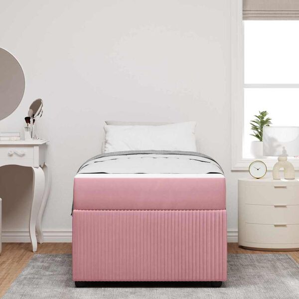vidaXL Bedframe met matras Roze 100 x 200 cm Stof