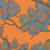 DUTCH WALLCOVERINGS Behang Pine Tree blauw en oranje