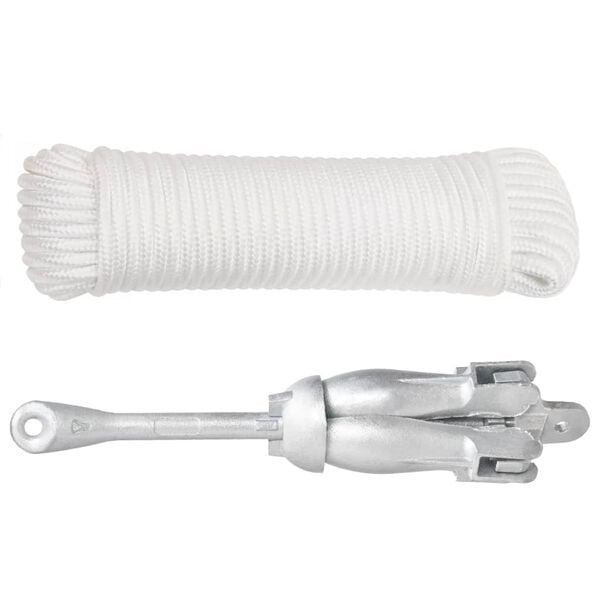 vidaXL Anker met touw inklapbaar 8 kg thermisch verzinkt gietijzer