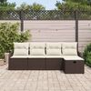 vidaXL Tuin Sofa Set met kussen 5 pcs Bruin en cr&egrave;me Poly riet