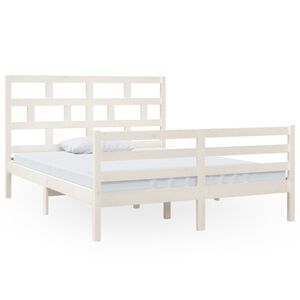 vidaXL Bedframe massief hout wit 150x200 cm