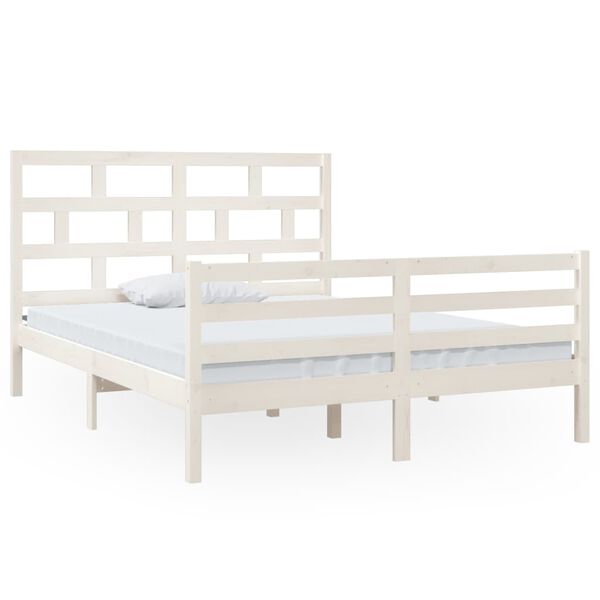 vidaXL Bedframe massief hout wit 150x200 cm