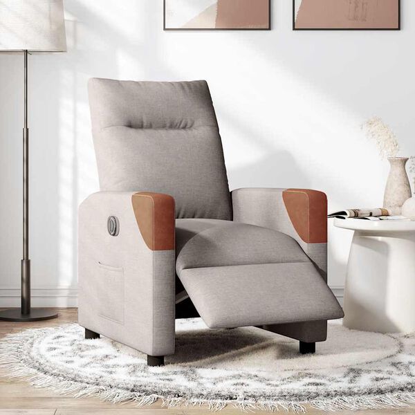 vidaXL Fauteuil verstelbaar elektrisch stof taupe