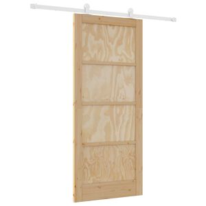 vidaXL Schuifdeur Natuurlijk en Wit 86 x 198,5 cm Massief grenenhout