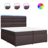 vidaXL Boxspring met matras stof donkerbruin 200x200 cm