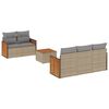 vidaXL 6-delige Loungeset met kussens poly rattan beige