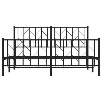 vidaXL Bedframe met hoofd- en voeteneinde metaal zwart 150x200 cm