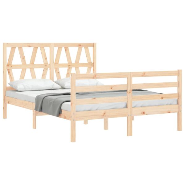 vidaXL Bedframe met hoofdbord massief hout 140x200 cm