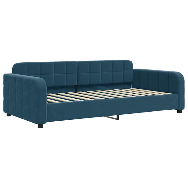 vidaXL Slaapbank met onderschuifbed en lades 90x200 cm fluweel blauw
