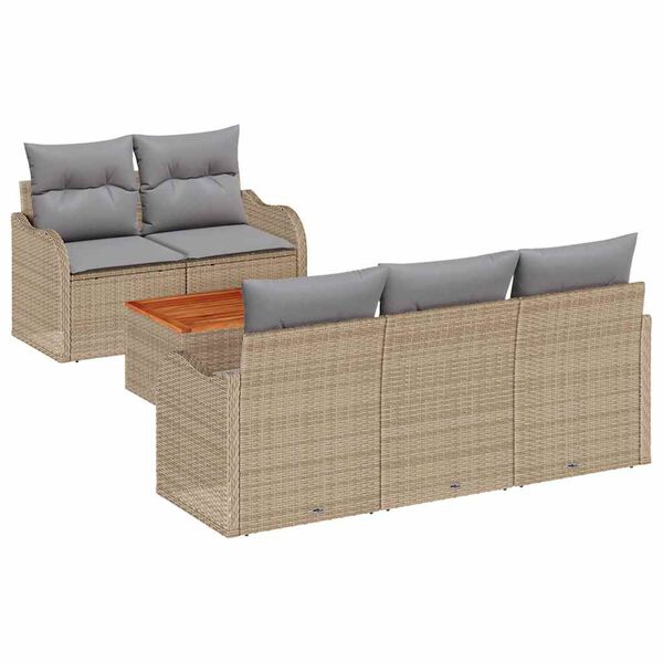 vidaXL Tuinbankenset met opslag 6 pcs Beige en Licht Grijs poly rattan