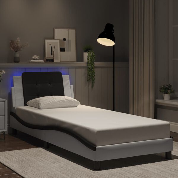 vidaXL Bedframe met LED zonder matras "Zadar" wit en zwart 100x200 cm