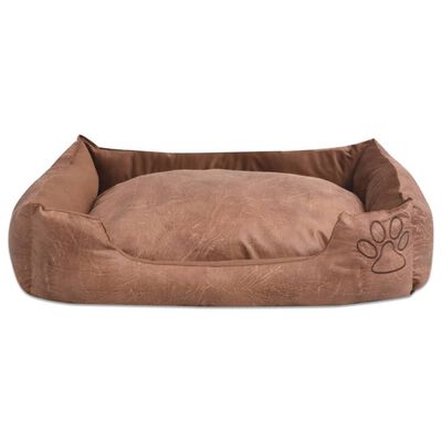 Hundebettenmanufaktur Similpelle Hondenbed, van kunstleer, kleur en maat naar keuze, leverbaar van XS tot XXL (80 cm x 60 cm, roze/zwart