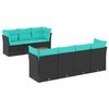 vidaXL 8-delige Loungeset met kussens poly rattan zwart