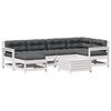 vidaXL 7-delige Loungeset met kussens massief grenenhout wit