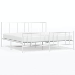 vidaXL Bedframe met hoofd- en voeteneinde metaal wit 180x200 cm