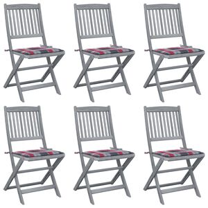 vidaXL Tuinstoelen 6 st inklapbaar met kussens massief acaciahout