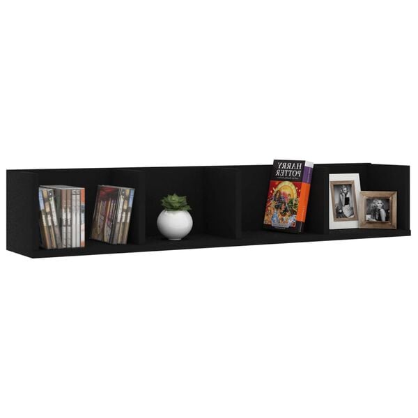 vidaXL Cd-wandschap 100x18x18 cm bewerkt hout zwart