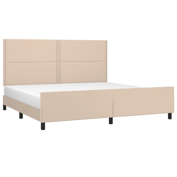 vidaXL Bedframe met hoofdbord kunstleer cappuccinokleurig 200x200 cm