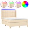 vidaXL Boxspring met matras en LED stof cr&egrave;mekleurig 140x190 cm