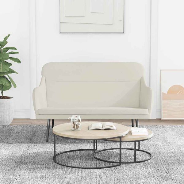 vidaXL Bankje 110x76x80 cm fluweel cr&egrave;mekleurig