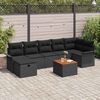 vidaXL Tuin Sofa Set met kussen met opslag 8 pcs Zwart Poly riet