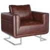 vidaXL Fauteuil met verchroomde poten kubus kunstleer bruin
