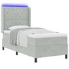 vidaXL Boxspringbed met matras met LED Lichtgrijs 100 x 200 cm Fluweel