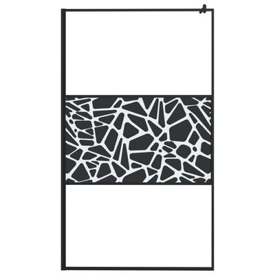 vidaXL Inloopdouchewand met stenenmotief 115x195 cm ESG-glas zwart