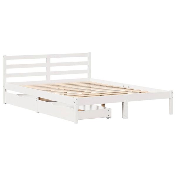 vidaXL Bedframe zonder matras massief grenenhout wit 120x200 cm