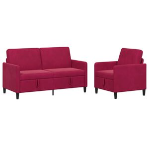 vidaXL Bankenset met opbergruimte 2 st Wijnrood Polyester