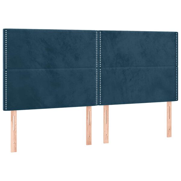 vidaXL Hoofdbord LED 180x5x118/128 cm fluweel donkerblauw